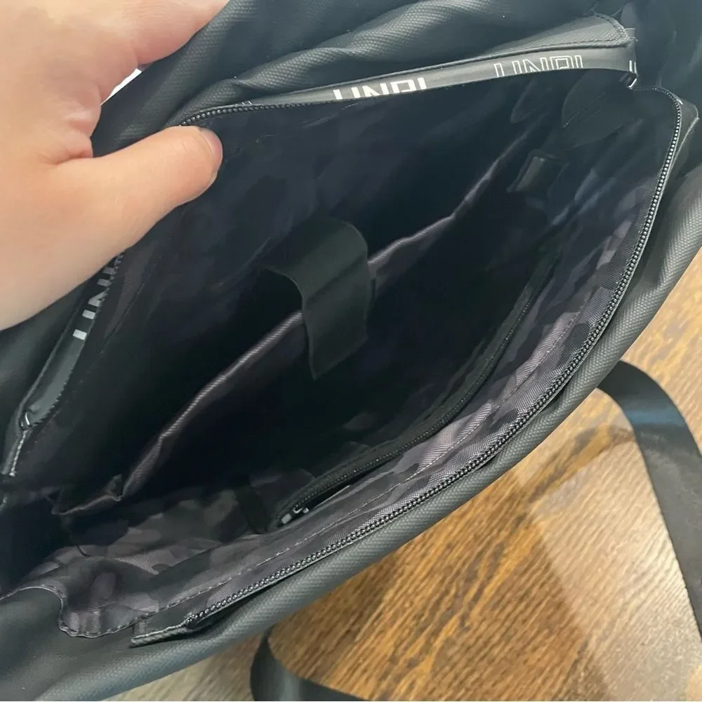 UNRL Black Vinyl Zip Up Waterproof Backpack Tote